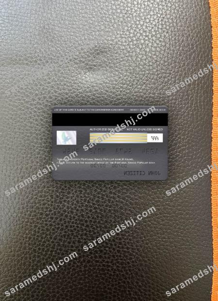 Portugal Banco Popular bank visa signature card photolook back